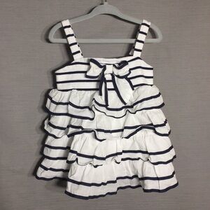 Kate Mack Girls super ruffled nautical tank top